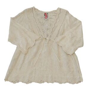 Johnny Was Romantic Floral Boho Embroidery Neutral Top Size Medium